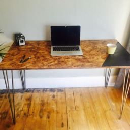 Osb Industrial Desk With Steel Hairpin Legs & Chalk Board Zone - thumbnail 2