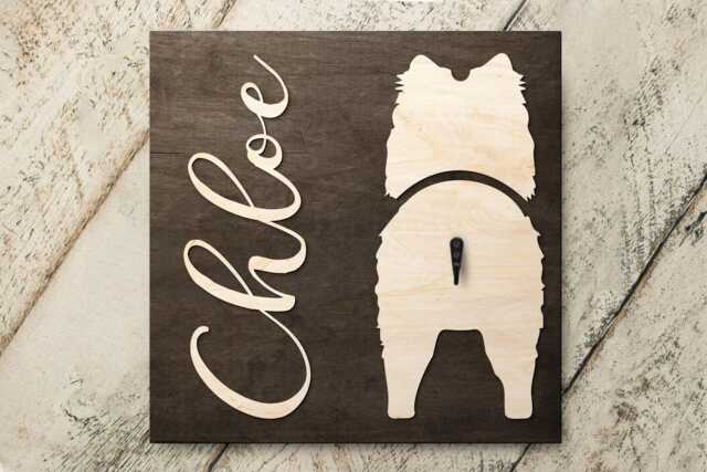 Personalized Pomeranian Dog Leash Holder, Custom Pet Name Wood Sign For Birthday Christmas Gift - image 1