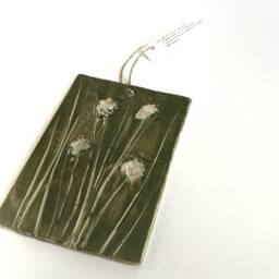 Chive Print. Ceramic Tile Wall Hanging. Symbol Of Strength & Protection. Green Art Decor. Botanical Herb Kitchen - thumbnail 2
