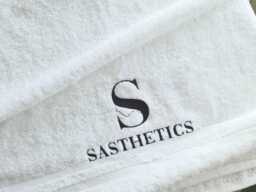 Beauty Salon Logo Towel, Logo Embroidery, Personalised Design, On Towel, Embroidered Towel Uk, Gift For Business Owner