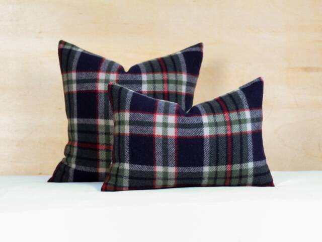 Tabor Plaid Pillow Cover, Blue & Green Wool Cover - Made To Order - image 1