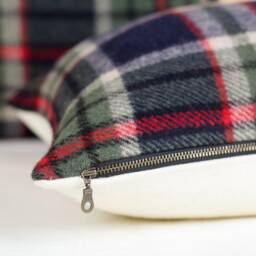 Tabor Plaid Pillow Cover, Blue & Green Wool Cover - Made To Order - thumbnail 3