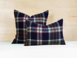 Tabor Plaid Pillow Cover, Blue & Green Wool Cover - Made To Order