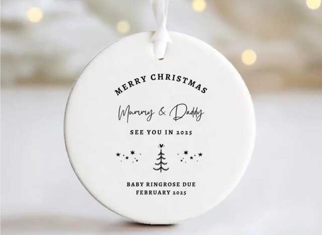 Expecting Parents Christmas Tree Decoration - Pregnancy Personalised Ornament Bauble - image 1