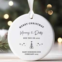 Expecting Parents Christmas Tree Decoration - Pregnancy Personalised Ornament Bauble - thumbnail 2
