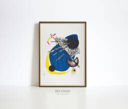 Abstract Blue Wall Art, Kandinsky Small Worlds Art Print, Bauhaus Lithograph Square Exhibition Poster, Geometric Trendy Home Decor, Digital - thumbnail 1