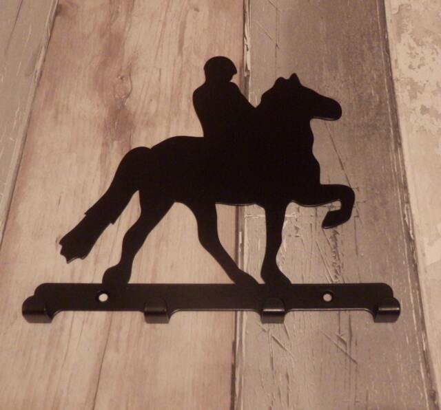 Rider On Prancing Horse Silhouette Key Hook Rack - Metal Wall Art - image 1