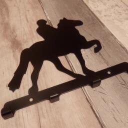 Rider On Prancing Horse Silhouette Key Hook Rack - Metal Wall Art - thumbnail 3