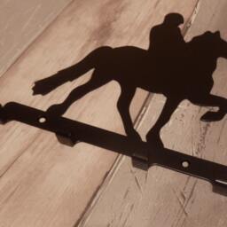 Rider On Prancing Horse Silhouette Key Hook Rack - Metal Wall Art - thumbnail 2