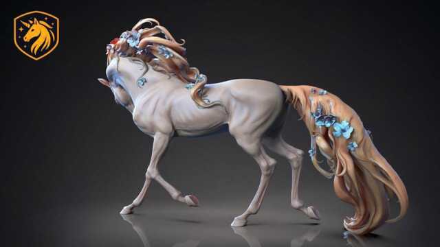 Flowering Unicorn Resin Model - Unpainted Abs White - image 1