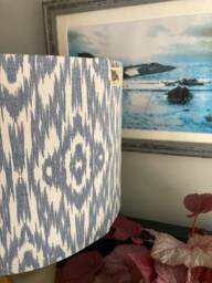Ikat Blue & Light Grey Luxury Lampshade. Bespoke. Handmade Table Or Pendant Shades in 20cm, 30cm 40cm - thumbnail 2
