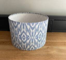 Ikat Blue & Light Grey Luxury Lampshade. Bespoke. Handmade Table Or Pendant Shades in 20cm, 30cm 40cm - thumbnail 3