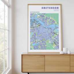 Amsterdam Travel Map Poster - Different Sizes & Frame Options Wall Art - thumbnail 3