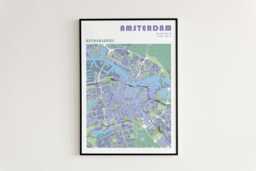 Amsterdam Travel Map Poster - Different Sizes & Frame Options Wall Art - thumbnail 1
