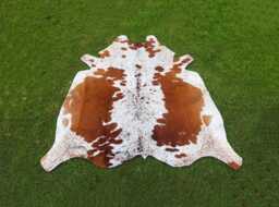 Natural Tricolor Cowhide - Brown & White Genuine Cow Skin Rug Hair On Area For Living Room Western Decor - thumbnail 1