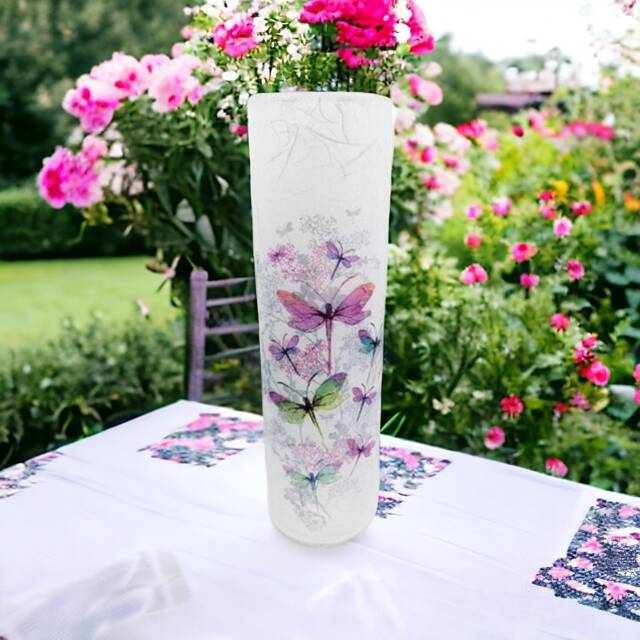 Dragonfly Swarm Glass Cylinder Vase Home Decor Gift Boxed - image 1
