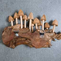Hand Carved Wooden Mushroom Wall Art 9 - thumbnail 4