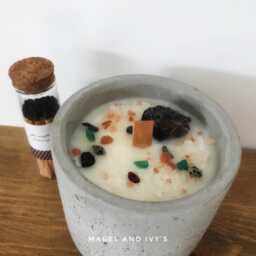 Concrete Pot Crystal Candle - Wood Wick Soy Wax Gift Present 400G - thumbnail 2