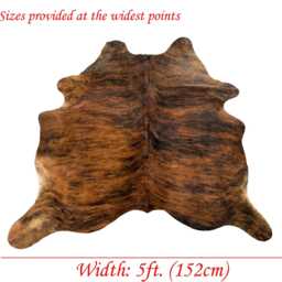Medium/Large Sized Brindle Genuine Cowhide Rug, Hair On Hide Sold As Seen - thumbnail 3
