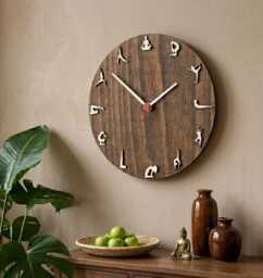 Yoga Pose Wood Wall Clock - Zen Studio Decor, Personalized Gift