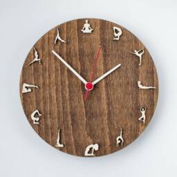 Yoga Pose Wood Wall Clock - Zen Studio Decor, Personalized Gift - thumbnail 3