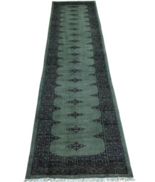2.6x10 Pistachio Green Bokhara Rug - Runner Hallway Luxury Bukhara Fine Quality Woolen Afghan - thumbnail 1