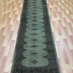 2.6x10 Pistachio Green Bokhara Rug - Runner Hallway Luxury Bukhara Fine Quality Woolen Afghan - thumbnail 2