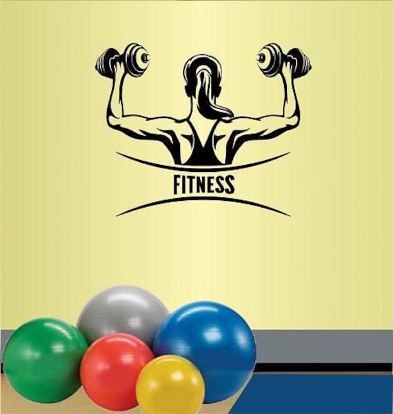 In-Style Decals Wall Vinyl Decal Home Decor Art Sticker Fitness Sign Girl Workout With Dumbbells Gym Weight Lifting Removable Design 1514 - image 1