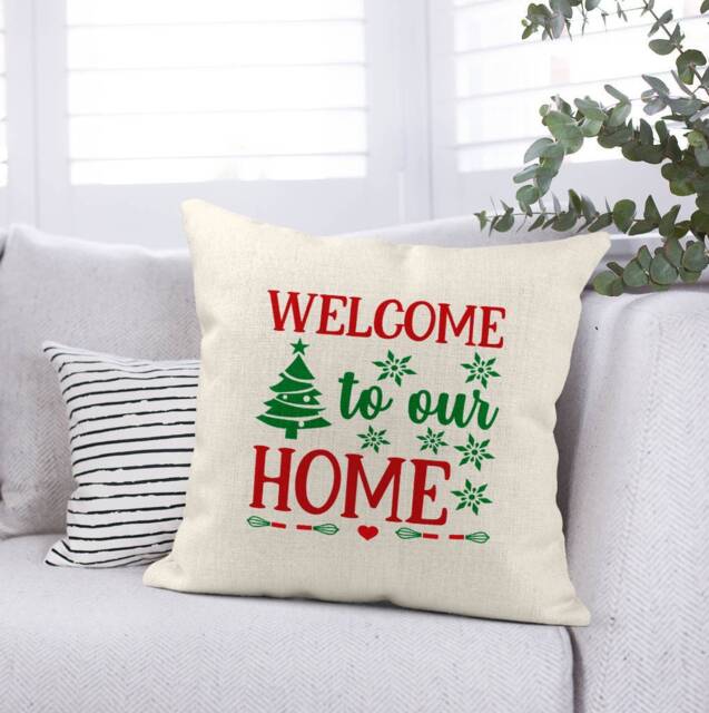 Personalized Christmas Cushion Cover Linen Style Throw Pillow - 40x40 Inches - image 1