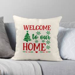 Personalized Christmas Cushion Cover Linen Style Throw Pillow - 40x40 Inches - thumbnail 2