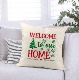 Personalized Christmas Cushion Cover Linen Style Throw Pillow - 40x40 Inches