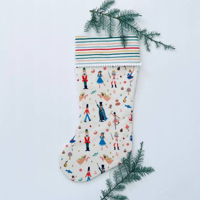 Rifle Paper Co Nutcracker, Land Of Sweets, Cream, Fabric Christmas Stocking - image 1