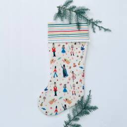 Rifle Paper Co Nutcracker, Land Of Sweets, Cream, Fabric Christmas Stocking
