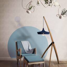 Unique Wood & Mesh Floor Lamp, Handwoven Lighting, Minimalist Wood Weaving Handcraft Japanese Style, Crealdesign - thumbnail 2