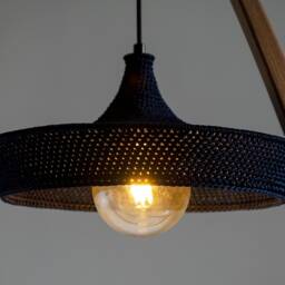 Unique Wood & Mesh Floor Lamp, Handwoven Lighting, Minimalist Wood Weaving Handcraft Japanese Style, Crealdesign - thumbnail 3