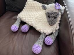 Cuddle & Play Lamb Baby Blanket - Sheep Crib & Toy Crochet Made To Order - thumbnail 1
