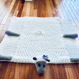 Cuddle & Play Lamb Baby Blanket - Sheep Crib & Toy Crochet Made To Order - thumbnail 2