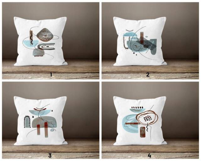 Geometric Turquoise Abstract Cushion Cover/Sofa Pillow Case/Personalized Housewarming Cover/Modern Garden Housewarming - image 1