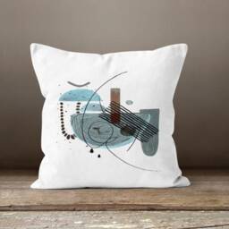 Geometric Turquoise Abstract Cushion Cover/Sofa Pillow Case/Personalized Housewarming Cover/Modern Garden Housewarming - thumbnail 3