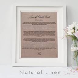 Your Wedding Vows On Linen Or Cotton - 2nd, 4Th & 12Th Anniversary Gift Idea, Personalized & Gifts For Husband - thumbnail 3