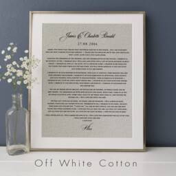 Your Wedding Vows On Linen Or Cotton - 2nd, 4Th & 12Th Anniversary Gift Idea, Personalized & Gifts For Husband - thumbnail 2