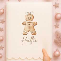 Personalised Gingerbread Family Christmas Cushion - Custom Name Pillow, Decor, Throw Blanket - thumbnail 3