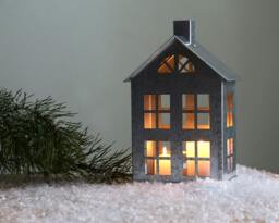 Tin House Candle Holder Nordic Style Zinc Lantern - thumbnail 1