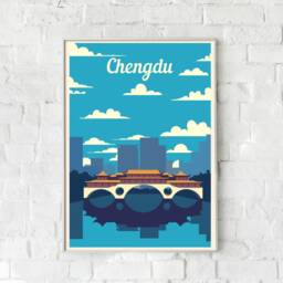Chengdu Vintage Travel Poster Retro China Wall Art - thumbnail 3