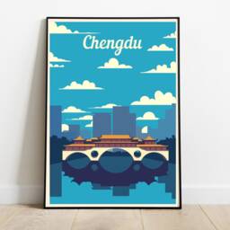 Chengdu Vintage Travel Poster Retro China Wall Art - thumbnail 2