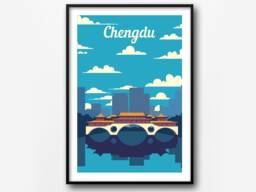 Chengdu Vintage Travel Poster Retro China Wall Art - thumbnail 1