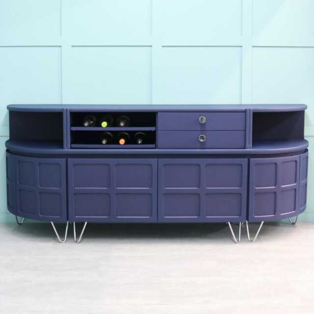 Custom Mcm Wine Bar Credenza - Retro Nathan Squares Sideboard - image 1