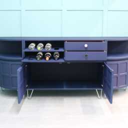 Custom Mcm Wine Bar Credenza - Retro Nathan Squares Sideboard - thumbnail 2