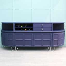 Custom Mcm Wine Bar Credenza - Retro Nathan Squares Sideboard - thumbnail 1