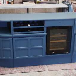 Custom Mcm Wine Bar Credenza - Retro Nathan Squares Sideboard - thumbnail 3
